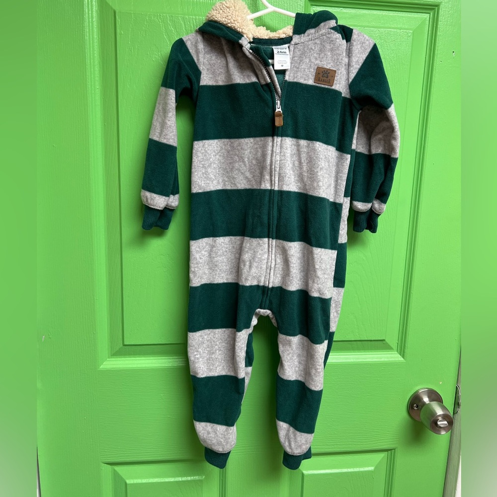 Carters | Baby boy fleece zip up suit.